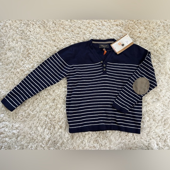 Mayoral Blue and White Long Sleeve Tee Nautical Stripes - Picture 1 of 2
